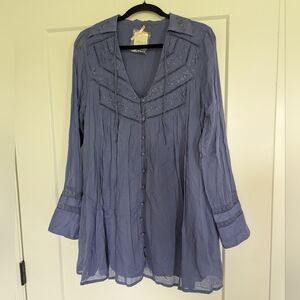 Free People Women's Blue/navy Embroidered Dress